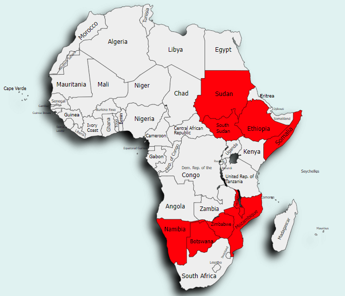 africa map countries black and white